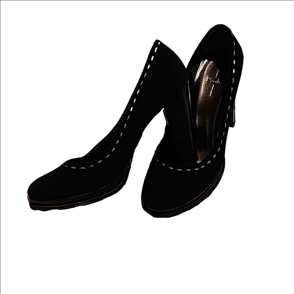 Linea Paolo platform pump black suede 9w very good condition